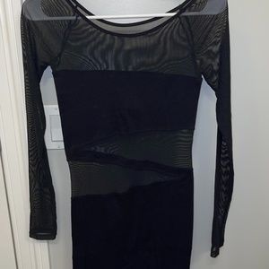 Black Mesh Body Con Dress